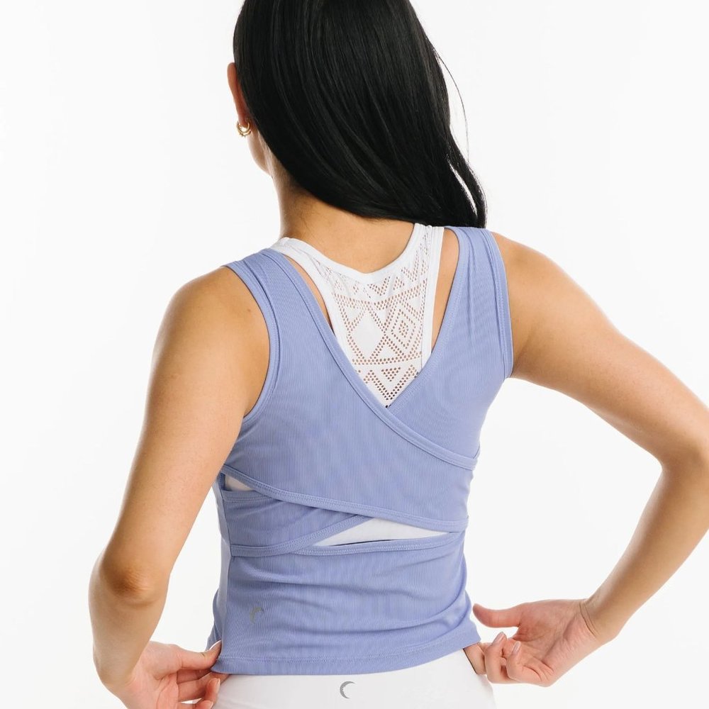 ZYIA Cornflower Ribbed V Tank